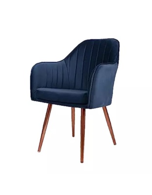 Velvet Upholstered Dining Chair with Wooden Legs