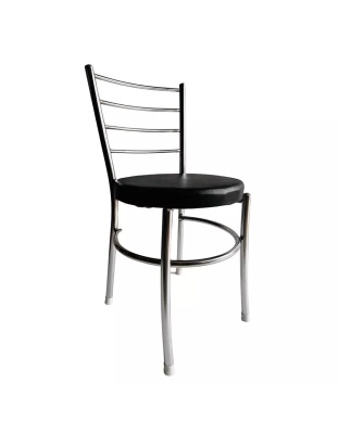 Metal Frame Dining Chair with Faux Leather Seat