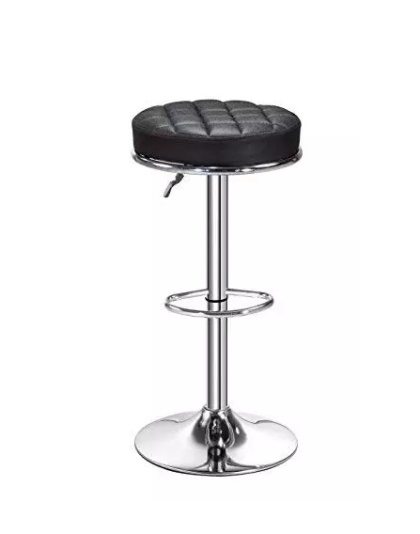 Minimalist Round Black Adjustable Bar Stool
